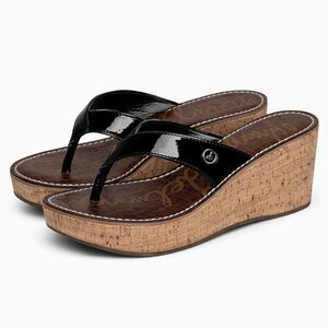 SAM EDELMAN ROMY THONG CORK WEDGE  EVERYDAY CASUAL SANDALS  WOMEN'S SIZE 8.5M